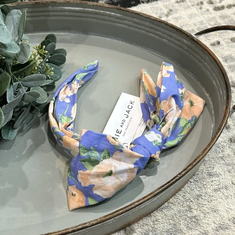Janie and Jack Toddler Girls Periwinkle Floral Headband with Bow NEW One Size